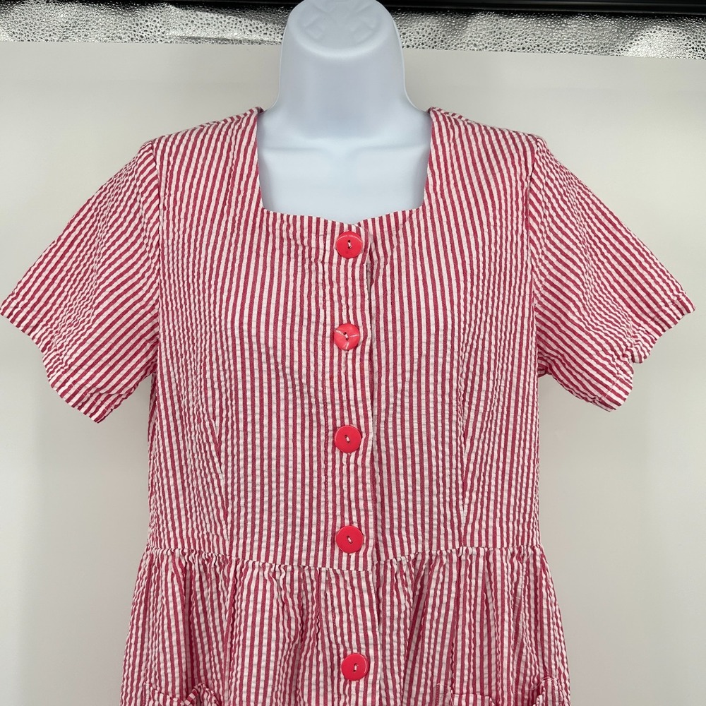 Vermont Country Store Button Front Cottage Midi Dress Medium Peasant 100% Cotton - Picture 2 of 10